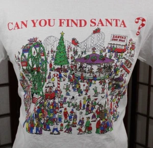 Camiseta vintage Can You Find Santa talla grande Waldo Santa vacaciones de Navidad - Imagen 1 de 6