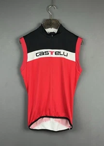 Men CASTELLI Red Black Polyester Sleeveless Cycling Jersey Size M - Picture 1 of 11