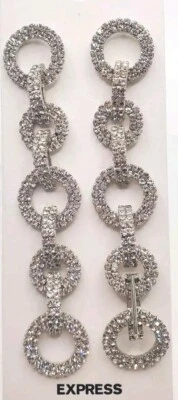 Pendientes colgantes de cadena de plata de cristal pavé Foto 1 de 4