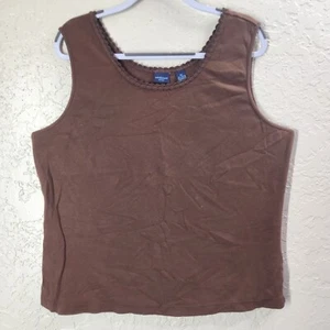 Y2K Brown 100% Cotton Westbound Beaded Sparkly Tanktop +Size 2X - Picture 1 of 4