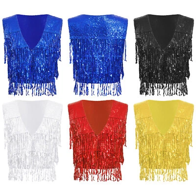 Mujeres Discoteca Disfraz Vacaciones Chaleco Calce Ajustado Chaqueta Juegos con disfraces Chalecos Borla Borla Foto 1 de 3