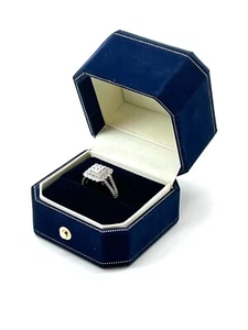 Vintage Design Engagement Wedding Proposal Jewelry Storage Ring Box Royal Blue - Picture 1 of 9