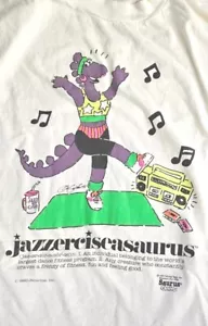 Vintage 1990 Jazzerciseasaurus Dinosaur Art T-Shirt XLSingle Stitch - Picture 1 of 10