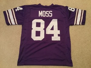 UNSIGNED CUSTOM Sewn Stitched Randy Moss Purple or White Jersey M to 3XL - Picture 1 of 14