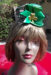 St. Patrick Day Satin Fabric Shamrock Gem Headband Hat St. Patrick Day Costume - Picture 1 of 3
