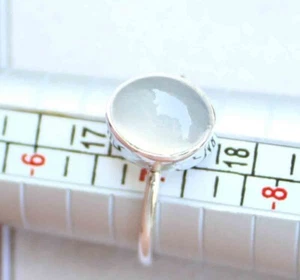 ANELLO GIOIELLO PIETRA DI LUNA BIANCA ARGENTO STERLING 925 MASSICCIO 10,80 CARATI US 7 - Foto 1 di 3