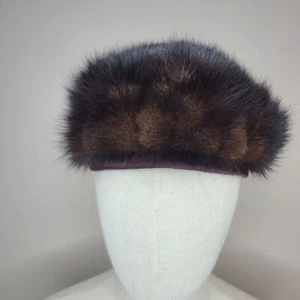 Vintage Brentshire Sable Mink Women's Pillbox Hat 60s - Picture 1 of 5