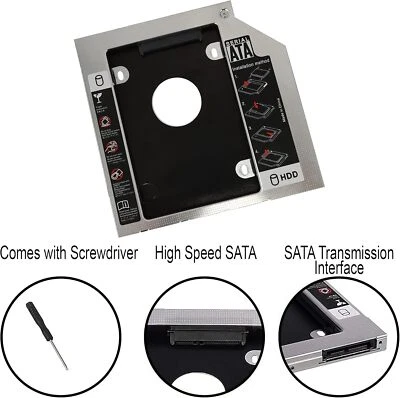 SATA 2nd HDD SSD Hard Drive Caddy for 12.7mm Universal CD / DVD-ROM Optical Bay - Image 1 of 4