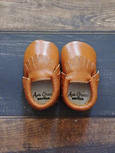 Ginger Genuine Leather Baby Moccasin Shoes - Picture 1 of 2