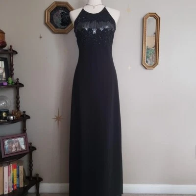 Vintage Cachet Size 6 Black Formal Maxi Gown with Beads , Black Tie Classic - Изображение 1 из 4