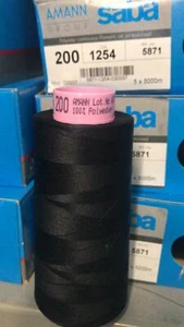 5x 5000 m Amann Saba Nähgarn Stärke:200 Polyester F:D.Balau Schawrz((0,001 €/1m - Picture 1 of 1
