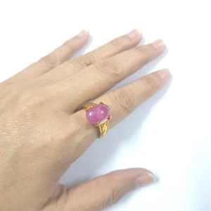 Vintage Thai Handmade  925 Silver Genuine Ruby Gemstone  Gold Ring Size 7.5 - Picture 1 of 11