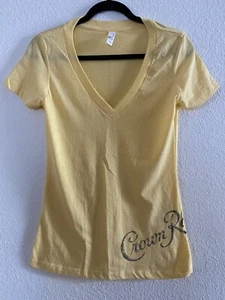 Camiseta Oficial Corona Real Amarilla Cuello en V Logotipo Alcohol Publicidad Nueva Sin Etiquetas Grande - Imagen 1 de 4