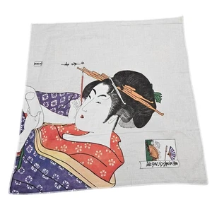 Japanisches Geisha Taschentuch Einstecktuch Servietten Dekor Edo Periode Holzschnitt - Bild 1 von 10