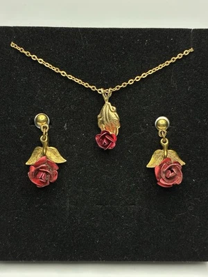 Collar y pendientes Park Lane colgante de oro rojo rosa en tono dorado LEER Foto 1 de 4