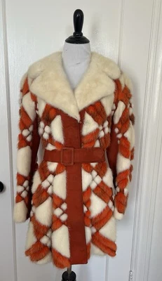 Abrigo de visón de los años 70 de colección con ribete de cuero para mujer talla estimada 4/6 Foto 1 de 4