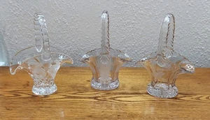 Vintage set of (3) glass bride's/wedding baskets - Picture 1 of 17