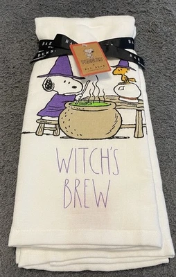 Snoopy Peanuts X Rae Dunn Witch’s Brew Set 2 Halloween Luxe Kitchen Towels - Image 1 of 4