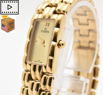 Vintage [Exc+5] FENDI 670L Orologi Gold Dial 15mm Quartz Women's Watch JAPAN - image 1 of 4
