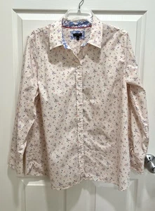 TALBOTS Gr. XL creme blau orange Blumen Hemd mit Knopfleiste 100% Baumwolle Cottagecore - Bild 1 von 7