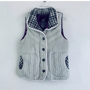 Jack BB Dakota Women's Gray Cable Sweater Vest Size Small Houndstooth - Picture 1 of 7