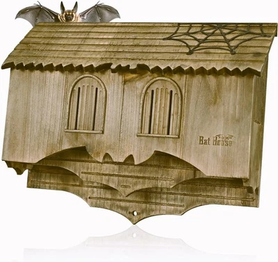 Casa de murciélagos castillo de madera con muro cortina - 2 cámaras, marrón  Foto 1 de 4