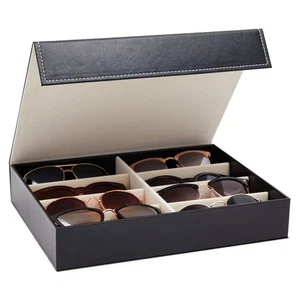 8 Slot Sunglass Travel Case for Multiple Pairs of Glasses, Black, 12.7 x 9.8 In - Picture 1 of 10