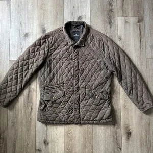 LONDON FOG Midweight QUILTED Taupe Cross Stitched Utility JACKET Coat Mens Large - Picture 1 of 19