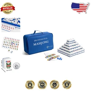 Juego de azulejos de mahjong azul zafiro: 166 azulejos grandes numerados para todos los niveles de habilidad - Imagen 1 de 10