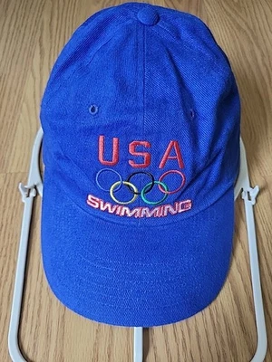 Gorra Speedo azul natación olímpica de EE. UU. Gancho ajustable y lazo con correa de algodón Foto 1 de 4