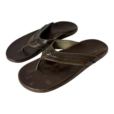 Мужские коричневые кожаные сандалии OLUKAI Mea Ola размер США 11 ЕС 44 - Изображение 1 из 4