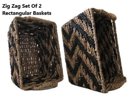 ZIG ZAG SET OF 2 RECTANGULAR BASKET - Image 1 of 1