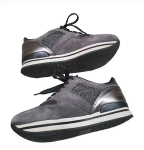 Hogan Womens Platform Shoes 36.5 Grey Sneakers Quiet Luxury $500 Sz 6 H222 - Picture 1 of 11