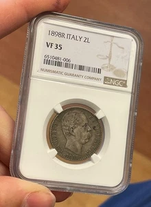 Italy - 1898-R Silver 2 Lire (NGC VF 35) - Picture 1 of 6