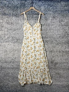 REFORMATION Limonada Dress Yellow Floral Print ELYSE Ruffle Smocked Maxi Size 12 - Picture 1 of 7