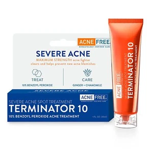 Terminator 10 Acne Spot Treatment with Benzoyl Peroxide 10% Maximum Strength ... - Picture 1 of 10