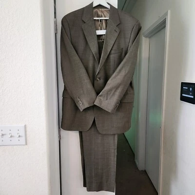 Vintage Chaps Ralph Lauren 41R Suit Brown Twill 5% Cashmere Wool W38" L29"+2.25" - Image 1 of 4