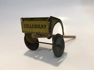 1939 Vintage Premium Cracker Jack Prize Tin Litho Doll Sulky Cart Toy Rare Wood - Picture 1 of 15
