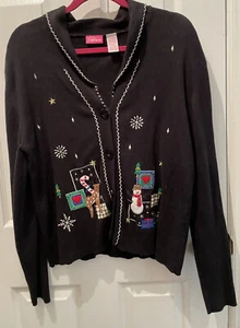Pappagallo Weihnachts Strickjacke Damen Langarm Gr. XL schwarz - Bild 1 von 8
