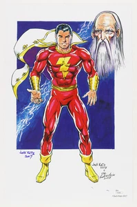 1940s Jack Katz Captain Marvel Pencil, Ink, Color Signed 11x17 Color Print (JSA) - Picture 1 of 2