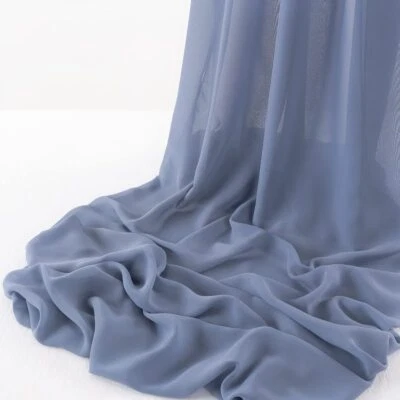 Dusty Blue Chiffon Fabric 60" Wide Sheer Draping Wedding Party 5YD Roll - Image 1 of 4