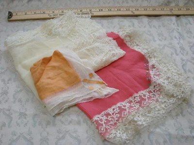 VTG DECO 30s Hanky Lot 4 Rayon Silk LACE Handkerchief Embroidery Bridal Fancy - Image 1 of 4