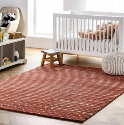 Morse-Markisenstreifen, rostrot, handgetuftet, weicher Teppich aus 100 % Wolle - Bild 1 von 4