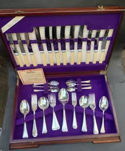 Grosvenor 44 Pcs. Silver Plated Cutlery Set Bone Handle Knives C.1930/40's - Picture 1 of 23