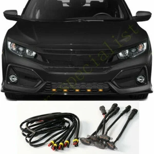 5p For Honda Civic Hatchback 2016-2021 Grille LED Amber Light Raptor Style Decor - Picture 1 of 5
