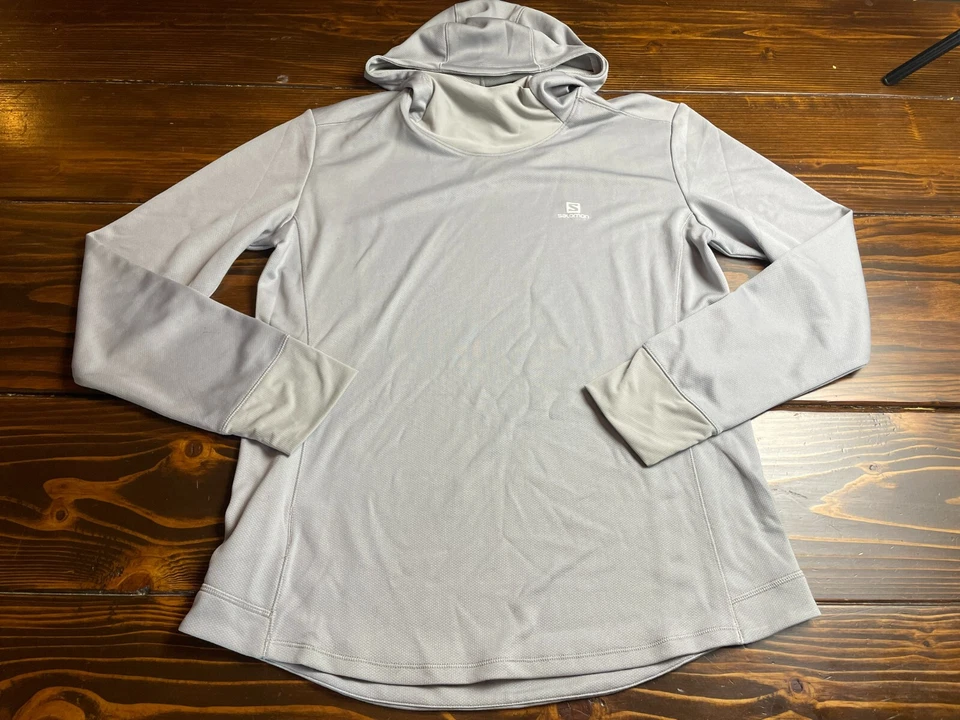 Camisa Salomon, para mujer talla XL, gris, ropa deportiva, manga larga, sudadera con capucha Foto 1 de 4