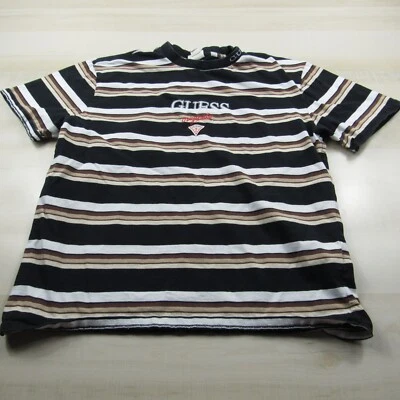 VINTAGE Guess Shirt Mens Medium Black Brown Striped Originals 90s Cotton Tee - Image 1 of 4