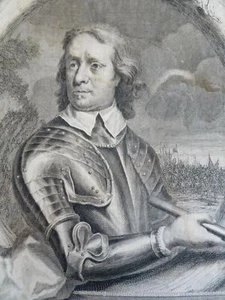 Oliver Cromwell Parliamentary General Lord Protector c. 1740 Vertue portrait - Picture 1 of 3