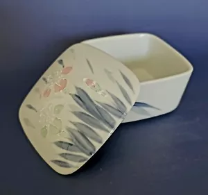 Quadratische Otagiri Porzellan Schmuck Geschirr, handbemalte Blumen haben erhöhte Kante - Bild 1 von 3