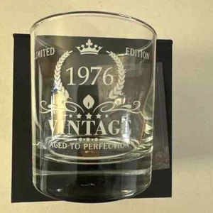 1976 Geburtstagsgeschenke für Männer Vintage Whiskey Glas 76 Neu offene Box - Bild 1 von 4